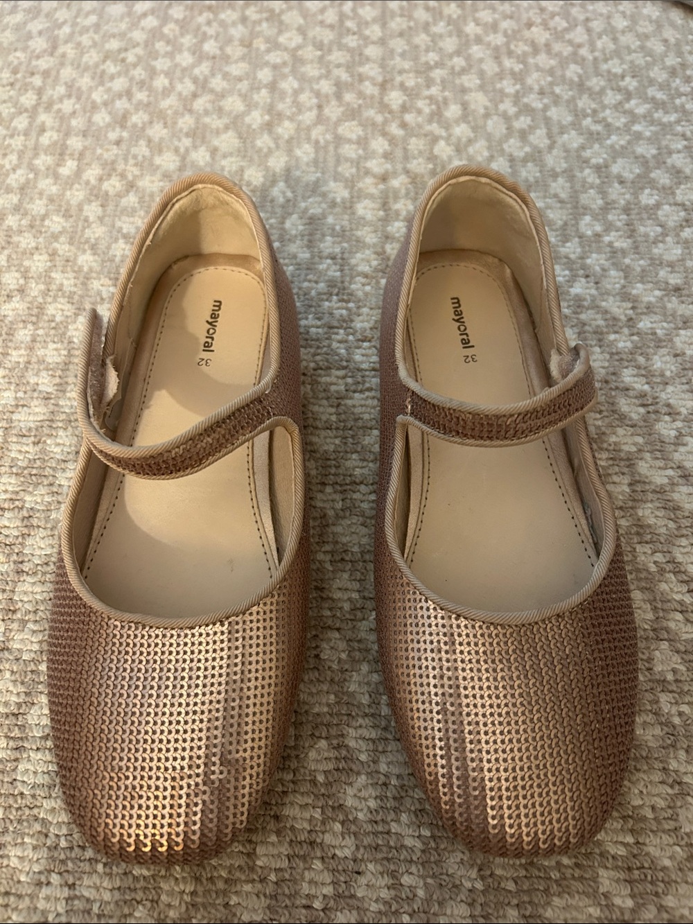 Mayoral Metallic Rose Mary Jane Flats